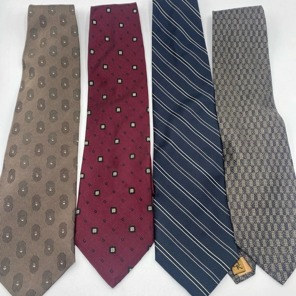 Vintage Donna Karan Signature All Silk Tie Italy Lot textured 2 New / 2 Used